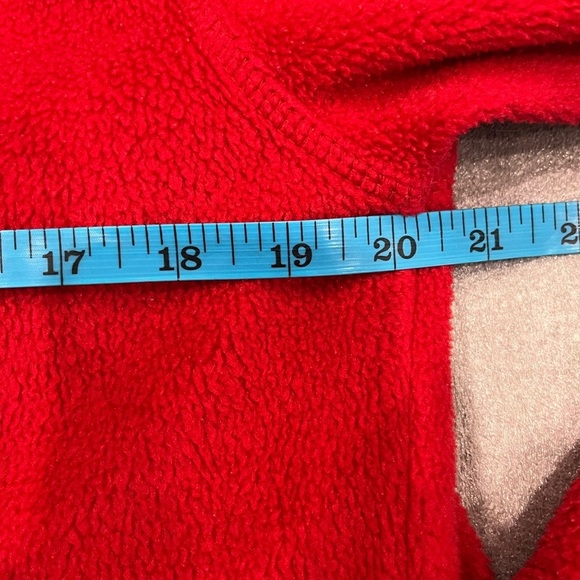 [M] DISNEY Fleeced Hoodie Mickey Mouse Pullover 1/4 Zip USA Cartoon Vintage Red - Picture 5 of 7